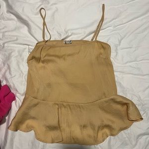 Free People Yellow Satin Tanktop